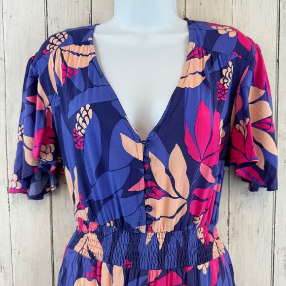 Anthropologie Abel the Label Santa Cruz Floral High Low Maxi Dress  Size XS - Picture 4 of 15